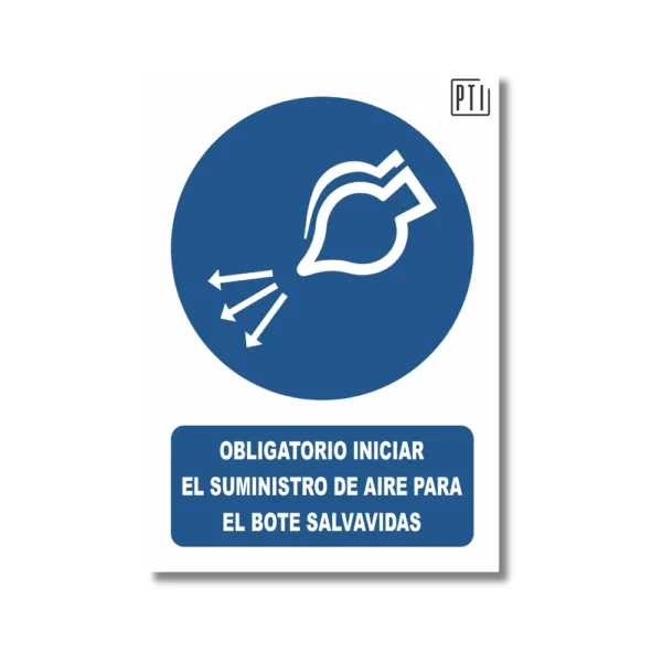OBLIGATORIO INICIAR EL SUMINISTRO DE AIRE PARA EL BOTE SALVAVIDAS