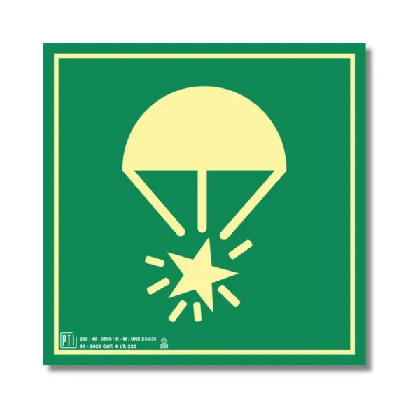 BENGALA CON PARACAÍDAS DE COHETE